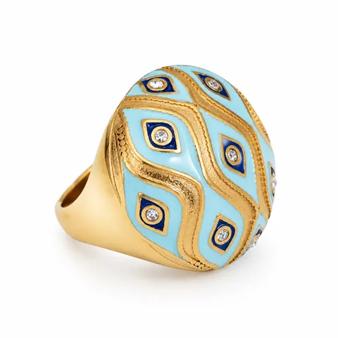 Diamond Motif Dome Ring · Pale blue diamond pattern